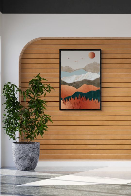 Tranh canvas ấn tượng Mặt Trời Và Đồi Núi