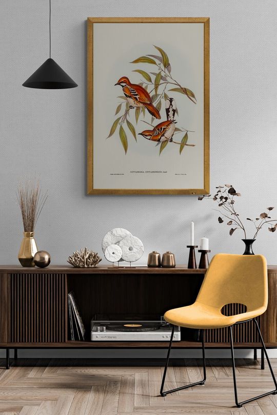  Tranh canvas con vật đàn chim trên cành lá