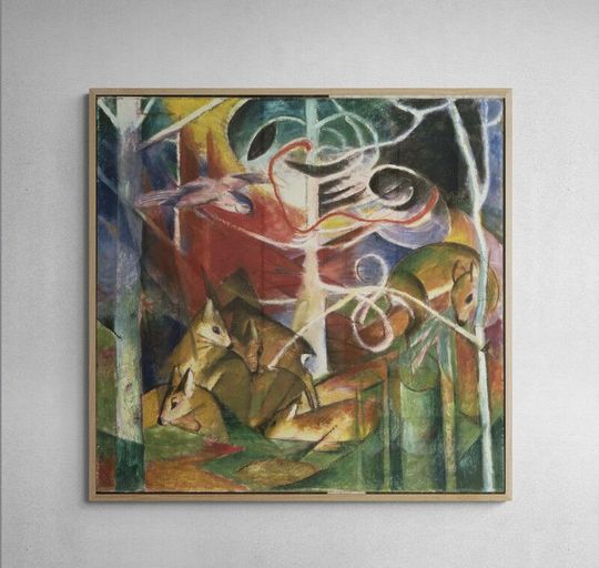 Tranh canvas Franz Marc's Deer in the Forest I (1913)