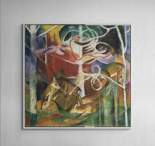 Tranh canvas Franz Marc's Deer in the Forest I (1913)