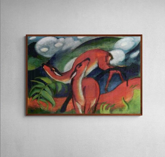 Tranh canvas Red Deer II by Franz Marc's (1912)