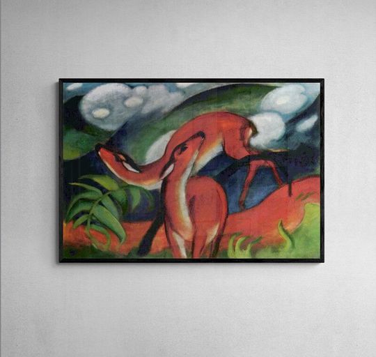 Tranh canvas Red Deer II by Franz Marc's (1912)