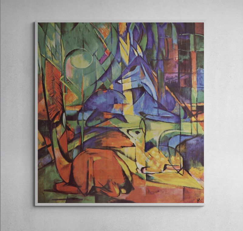 Tranh canvas Deer in the Forest II by Franz Marc's (1914)