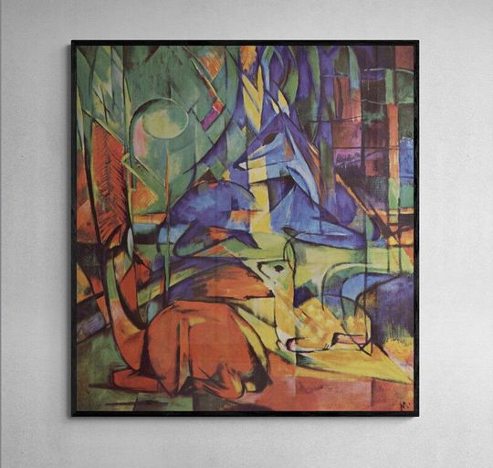 Tranh canvas Deer in the Forest II by Franz Marc's (1914)