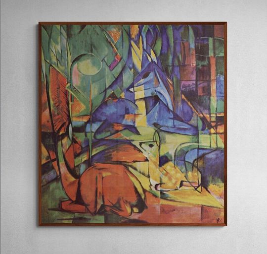 Tranh canvas Deer in the Forest II by Franz Marc's (1914)