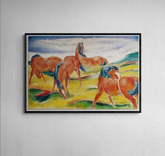 Tranh canvas Franz Marc's Grazing Horses III (1910)
