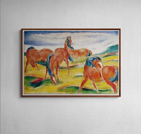 Tranh canvas Franz Marc's Grazing Horses III (1910)