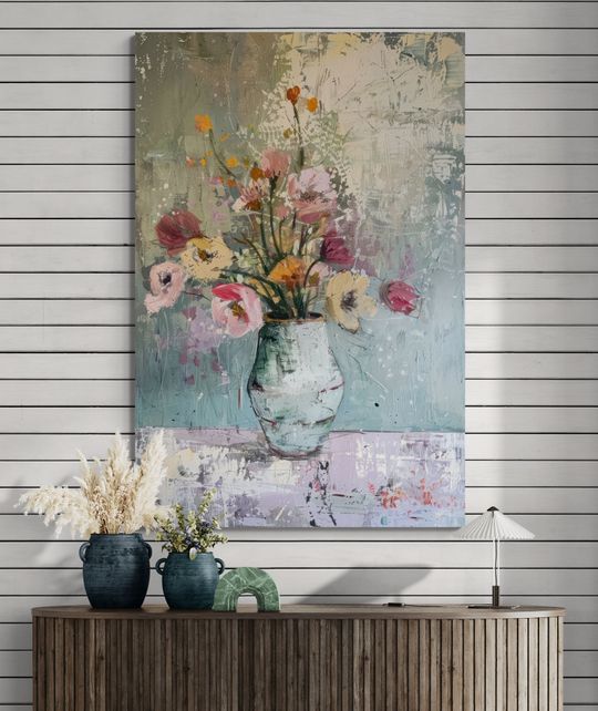 Tranh canvas tĩnh vật bình hoa 1