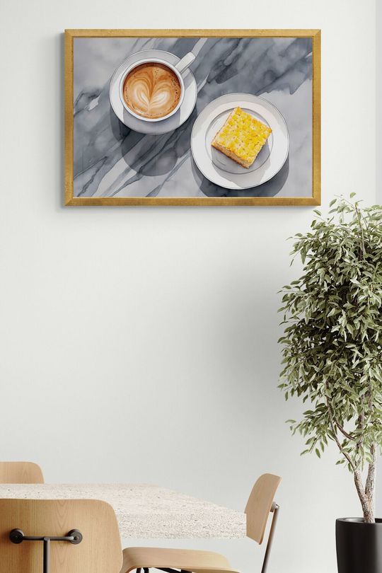 Tranh canvas trang trí quán cafe và chiếc bánh
