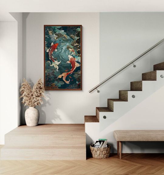 Tranh canvas phong thủy Ngư Vương Thịnh Vượng