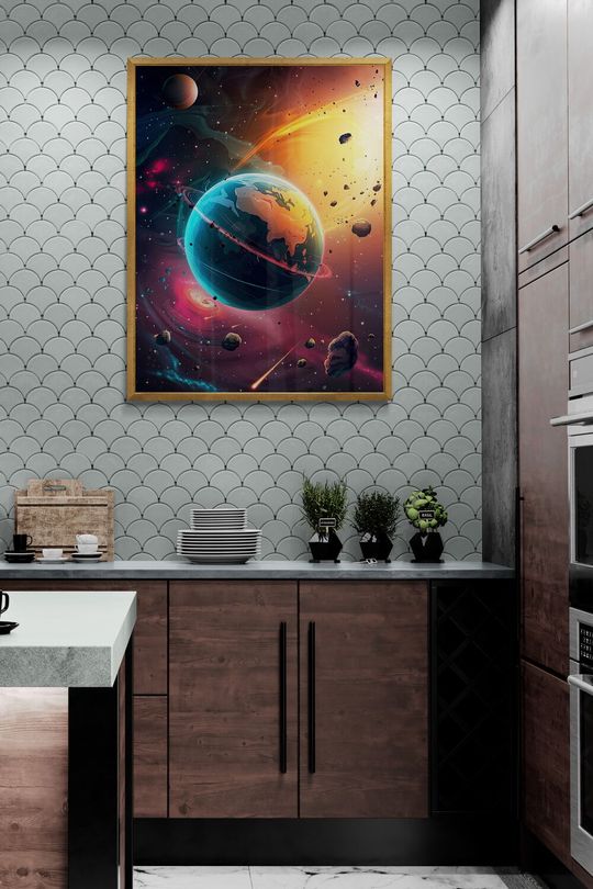 Tranh canvas vũ trụ trái đất xanh