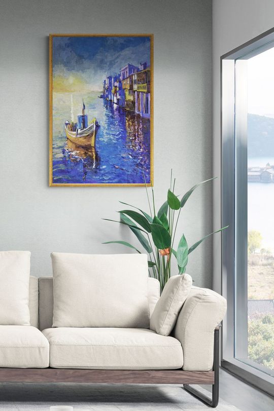 Tranh canvas Phong cảnh Ngọn Đèn Trên Thuyền
