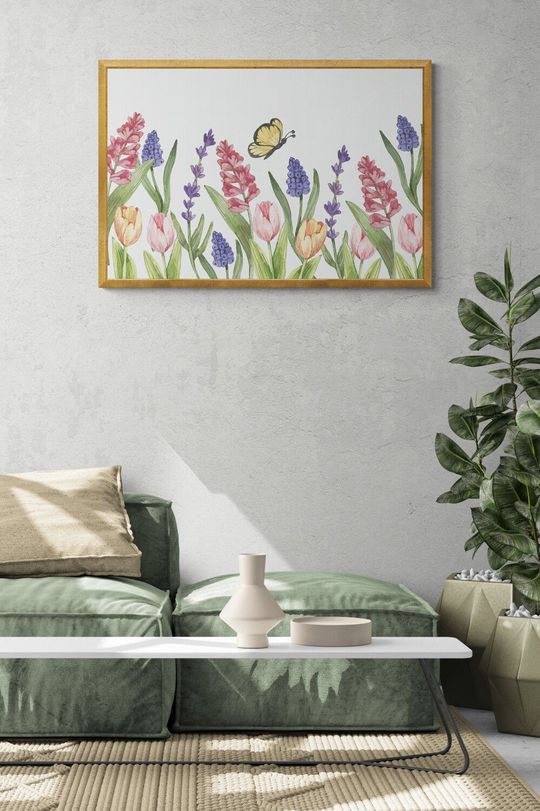 Tranh canvas hoa tulip trong vườn