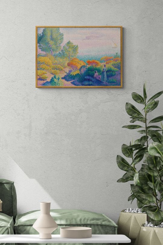 Tranh canvas ấn tượng Hai người phụ nữ bên bờ Địa Trung Hải