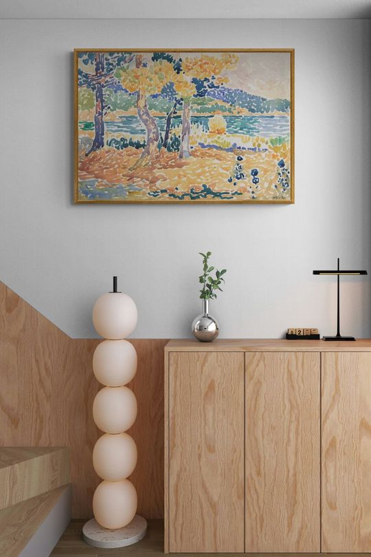 Tranh canvas phong cảnh cây thông trên bờ biển