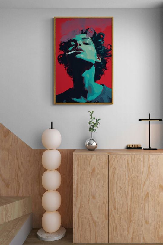 Tranh canvas Thiếu nữ Pop Art Hút Thuốc