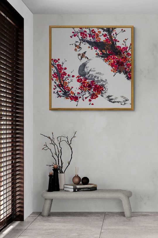 Tranh canvas hoa trên cành 4