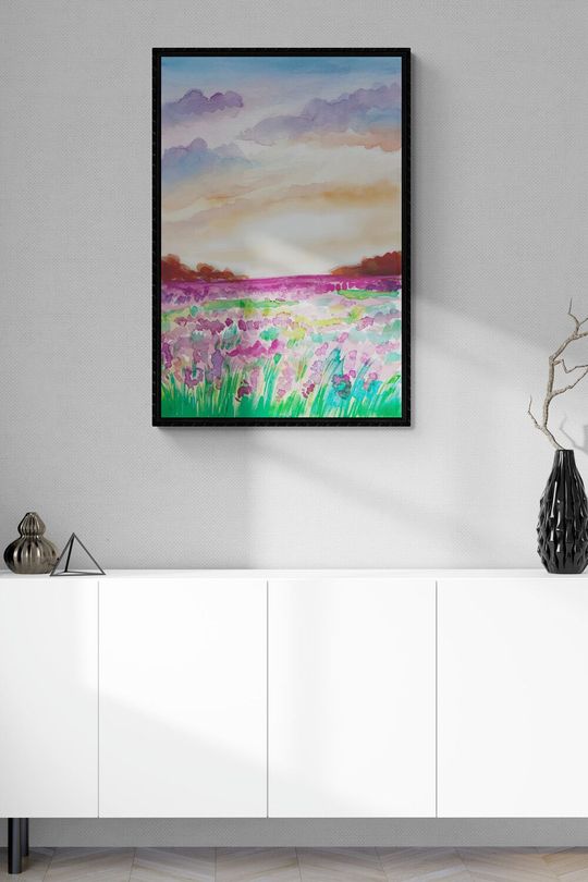 Tranh canvas hoa rực rỡ bên ánh hoàng hôn