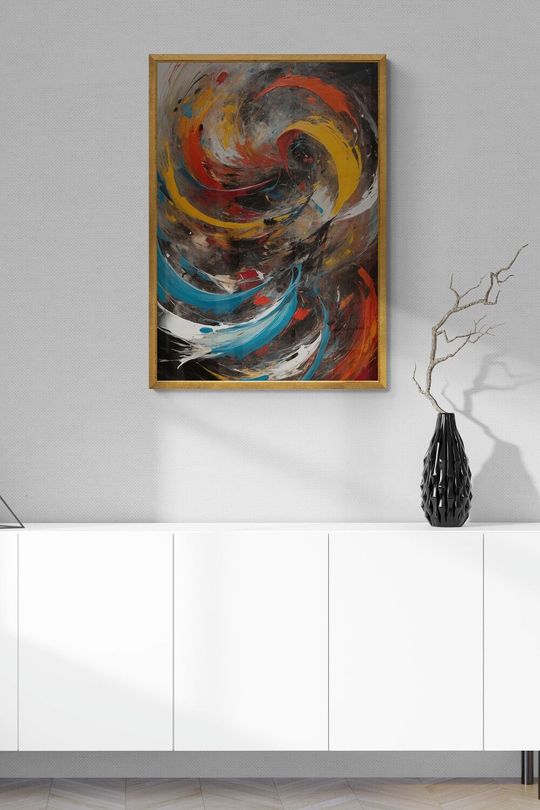 Tranh canvas trừu tượng làn sóng rực rỡ