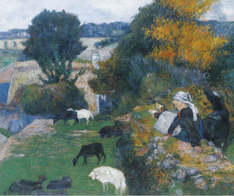 Tranh canvas Paul Gauguin's The Breton shepherdess (1886)