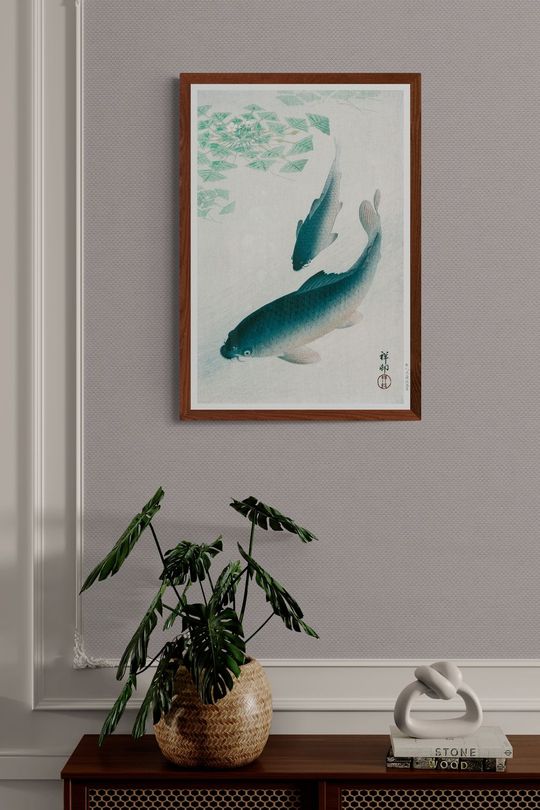 Tranh canvas Phong thủy Đôi cá chép