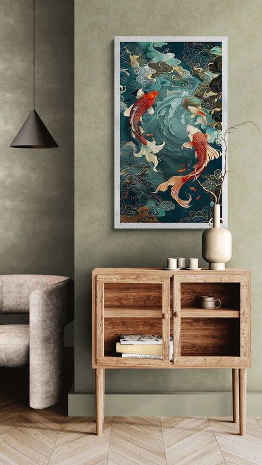 Tranh canvas phong thủy Ngư Vương Thịnh Vượng