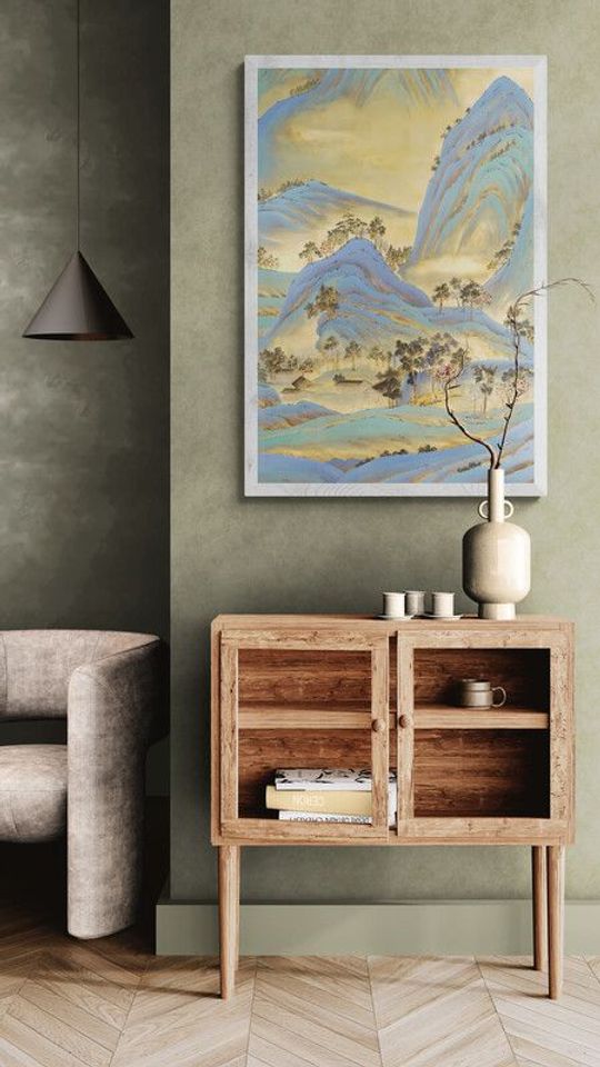 Tranh canvas phong thủy Sơn Thủy Phúc Lộc