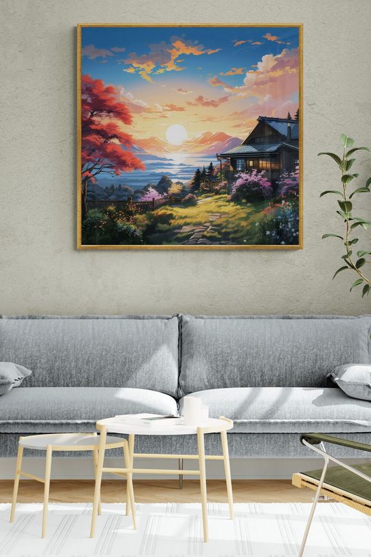 Tranh canvas phong cảnh Hừng đông trên đồi núi