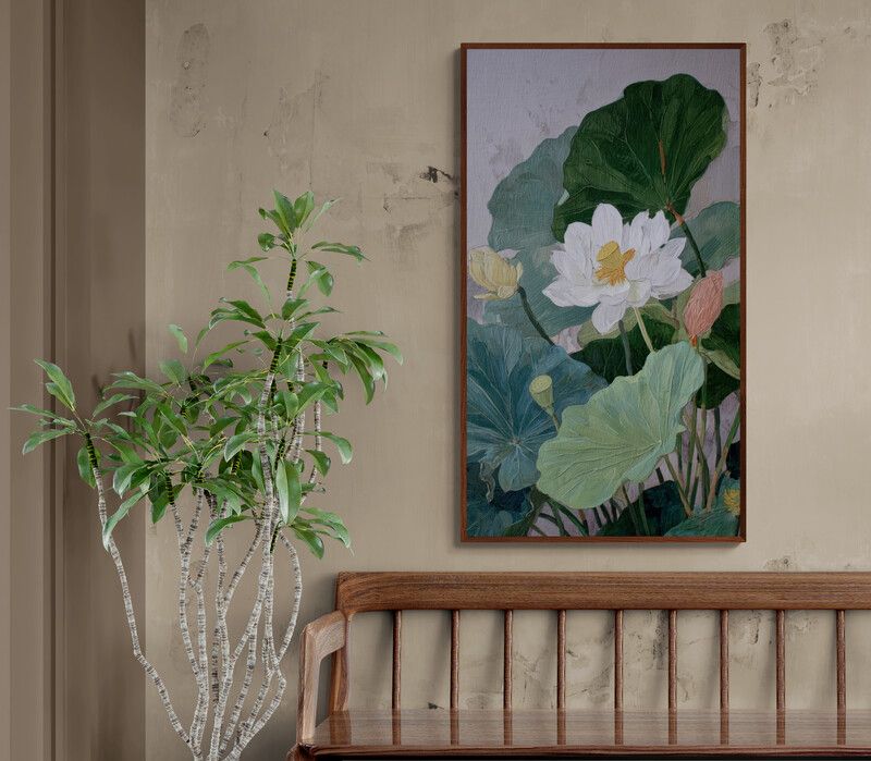 Tranh canvas Hoa Sen Tinh Khiết Trong Gió