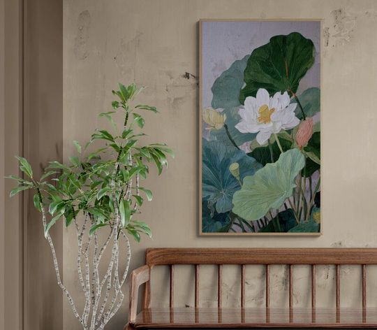 Tranh canvas Hoa Sen Tinh Khiết Trong Gió
