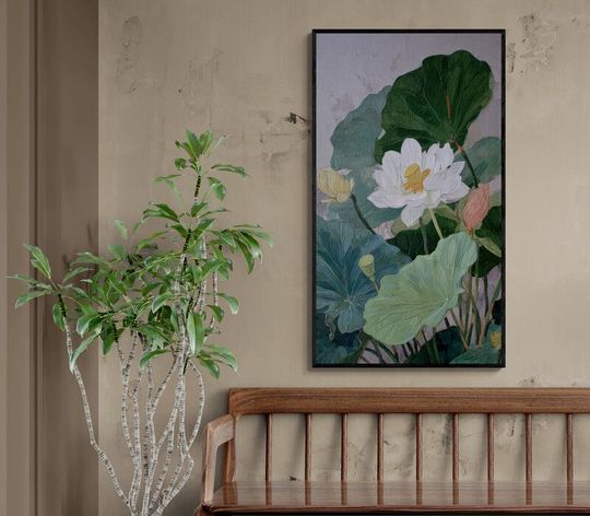 Tranh canvas Hoa Sen Tinh Khiết Trong Gió