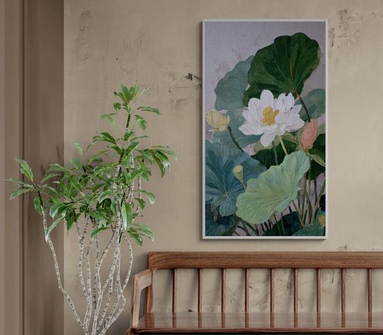 Tranh canvas Hoa Sen Tinh Khiết Trong Gió