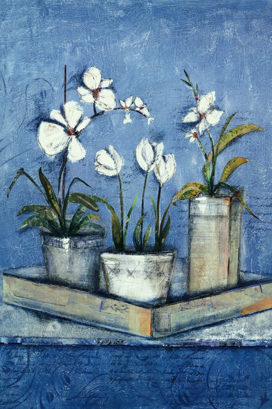 Tranh canvas Hiện thực Ba Chậu Bông 2