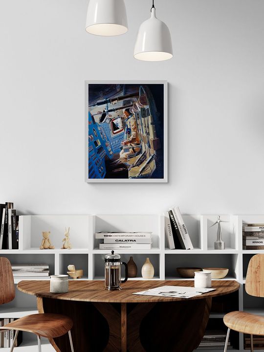 Tranh Canvas Phi Hành Gia Điều Khiển Tàu Vũ Trụ