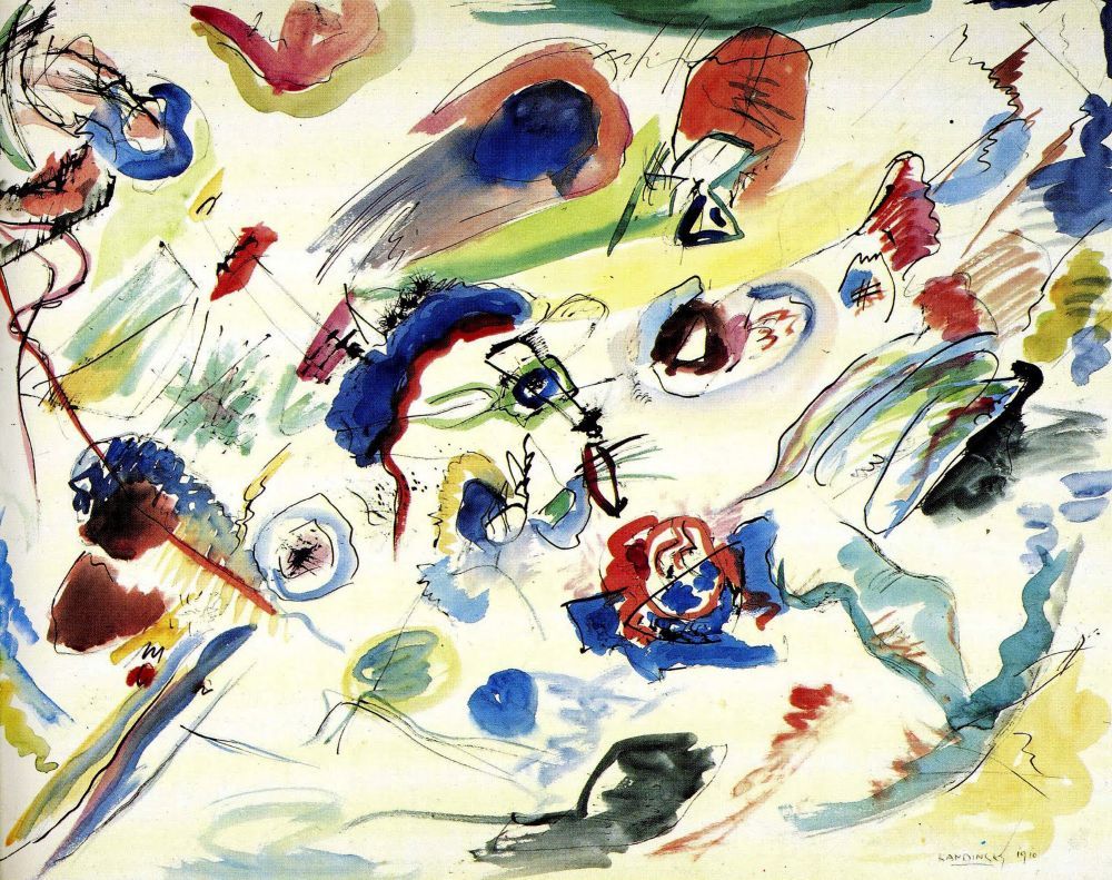 Tranh canvas Wassily Kandinsky's First abstract watercolor (1913)