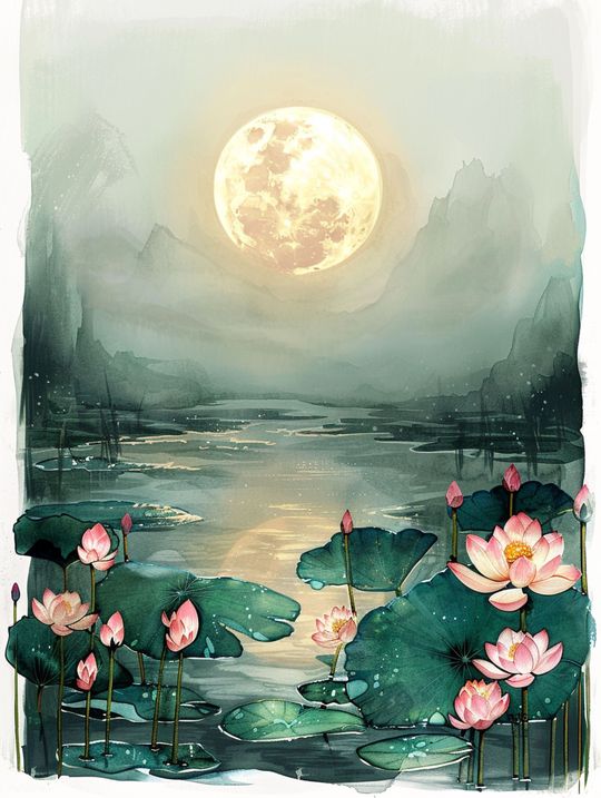 Tranh canvas phong cảnh đầm sen trong bình minh