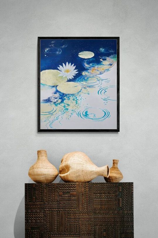 Tranh canvas phong thủy Bạch liên hưởng phúc