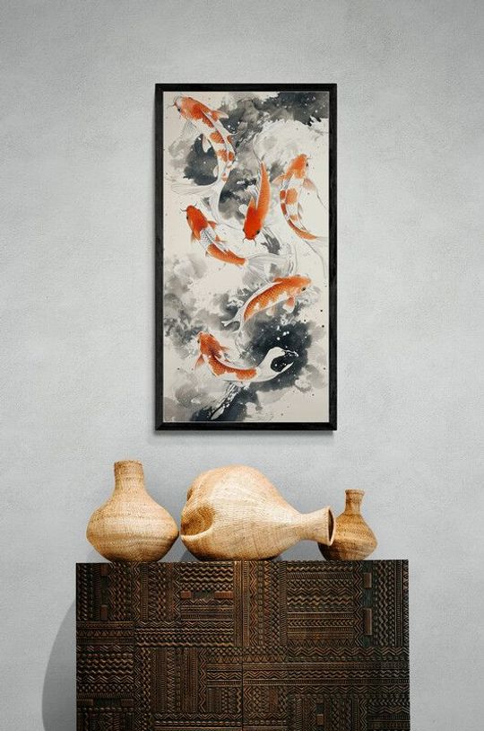 Tranh canvas phong thủy Lạc Ngư An Lạc
